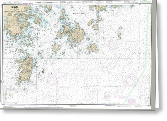 Nautical Chart-13313 Approaches-blue Hill Bay - Greeting Card
