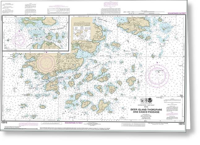 Nautical Chart-13315 Deer Island Thorofare-casco Passage - Greeting Card