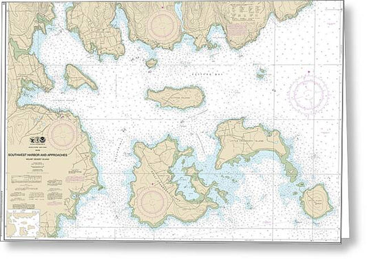 Nautical Chart-13321 Southwest Harbor-approaches - Greeting Card