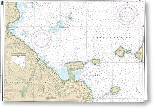 Nautical Chart-13323 Bar Harbor Mount Desert Island - Greeting Card