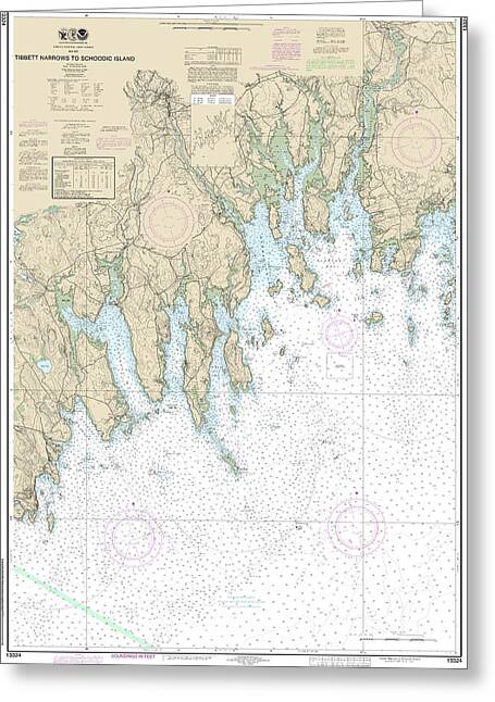 Nautical Chart-13324 Tibbett Narrows-schoodic Island - Greeting Card