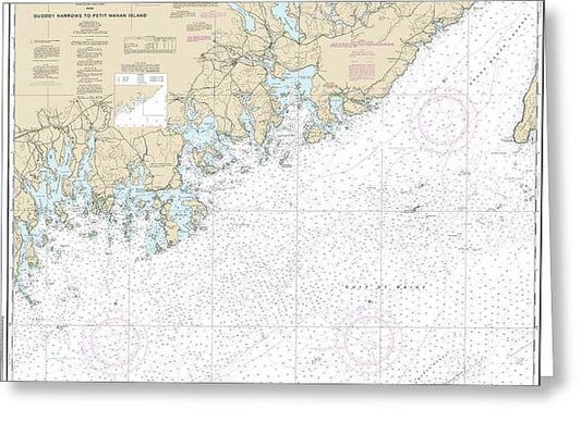 Nautical Chart-13325 Quoddy Narrows-petit Manan Lsland - Greeting Card