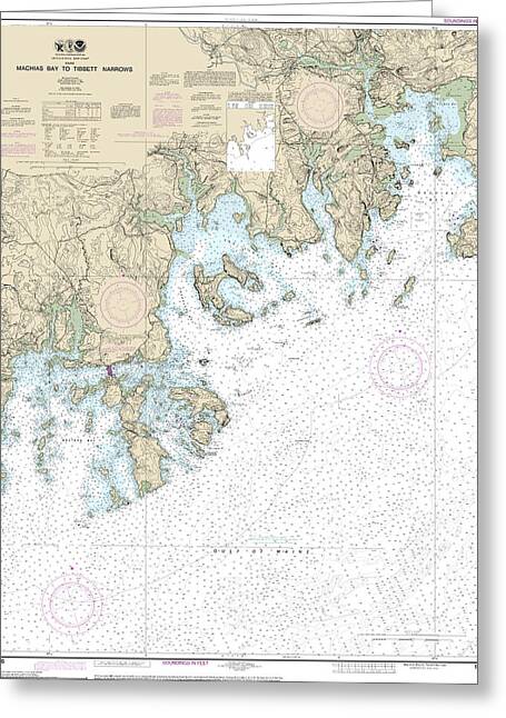Nautical Chart-13326 Machias Bay-tibbett Narrows - Greeting Card