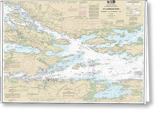 Nautical Chart-14772 Ironsides L, Ny,-bingham L, Ont - Greeting Card