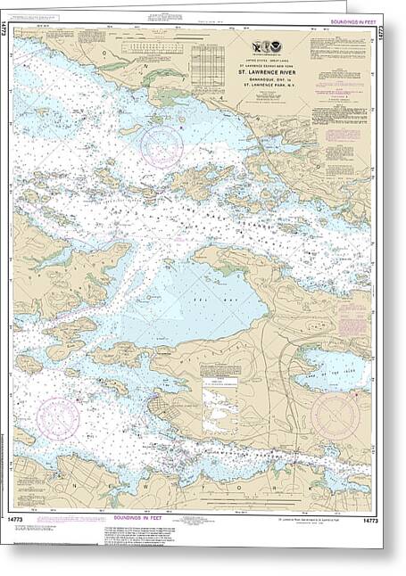 Nautical Chart-14773 Gananoque, Ont,-st Lawrence Park Ny - Greeting Card