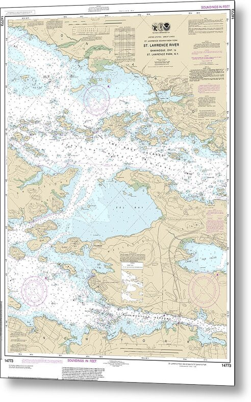 Nautical Chart-14773 Gananoque, Ont,-st Lawrence Park Ny - Metal Print