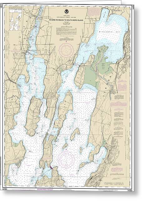 Nautical Chart-14781 Riviere Richelieu-south Hero Island - Greeting Card