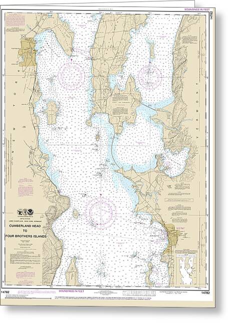 Nautical Chart-14782 Cumberland Head-four Brothers Islands - Greeting Card