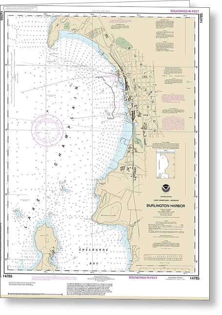 Nautical Chart-14785 Burlington Harbor - Greeting Card