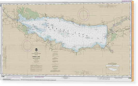 Nautical Chart-14788 Oneida Lake - Lock 22-lock 23 - Wood Print