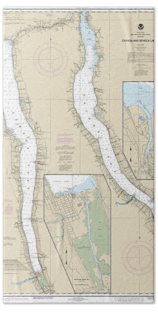 Nautical Chart-14791 Cayuga-seneca Lakes, Watkins Glen, Ithaca - Bath Towel