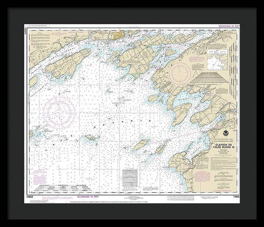 Nautical Chart-14802 Clayton-false Ducks Ls - Framed Print