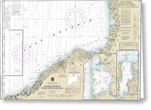 Nautical Chart-14803 Six Miles South-stony Point-port Bay, North Pond, Little Sodus Bay - Greeting Card