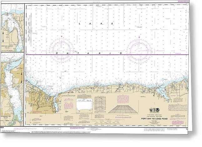 Nautical Chart-14804 Port Bay-long Pond, Port Bay Harbor, Irondequoit Bay - Greeting Card
