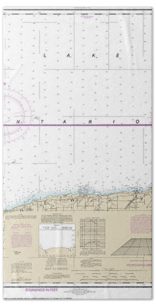 Nautical Chart-14804 Port Bay-long Pond, Port Bay Harbor, Irondequoit Bay - Bath Towel