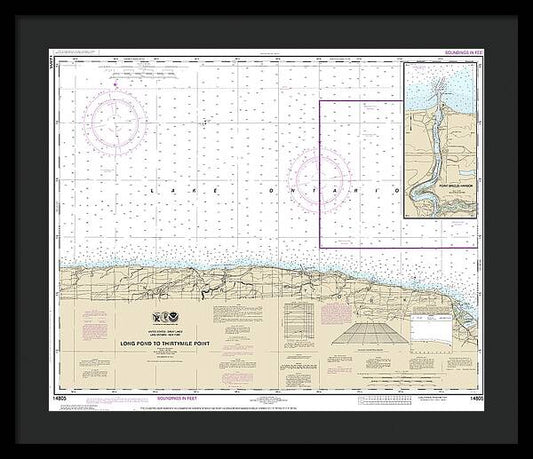 Nautical Chart-14805 Long Pond-thirtymile Point, Point Breeze Harbor - Framed Print
