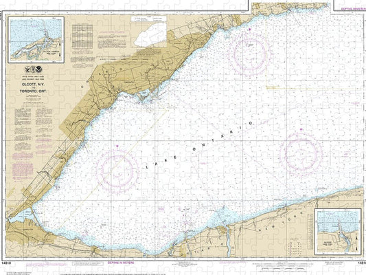 Nautical Chart-14810 Olcott Harbor-toronto, Olcott-wilson Harbors - Puzzle