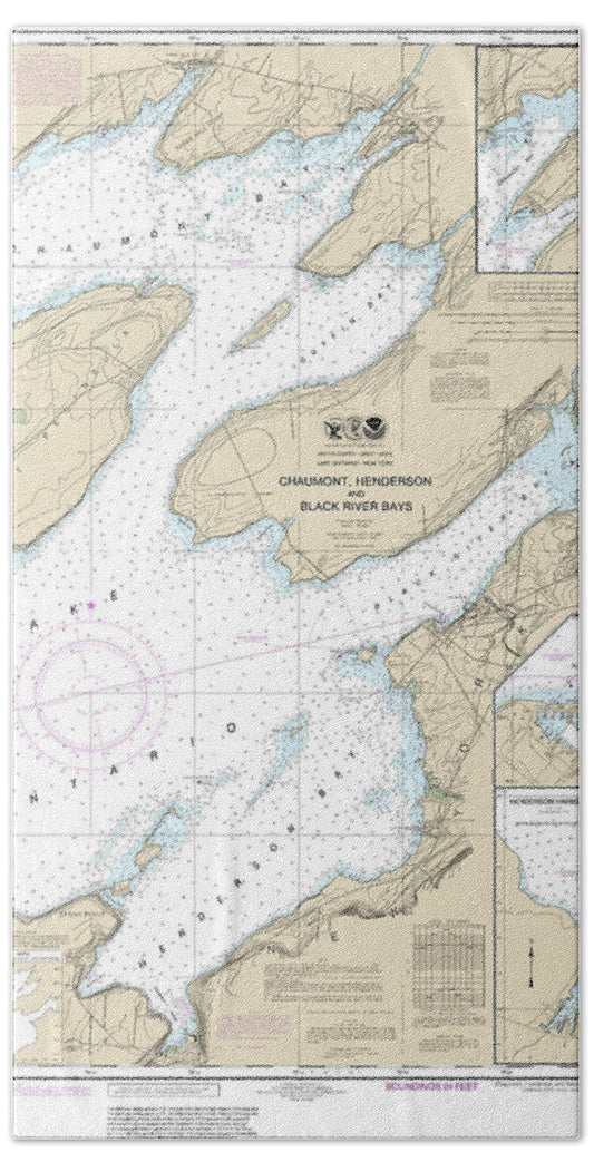 Nautical Chart-14811 Chaumont, Henderson-black River Bays, Sackets Harbor, Henderson Harbor, Chaumont Harbor - Bath Towel