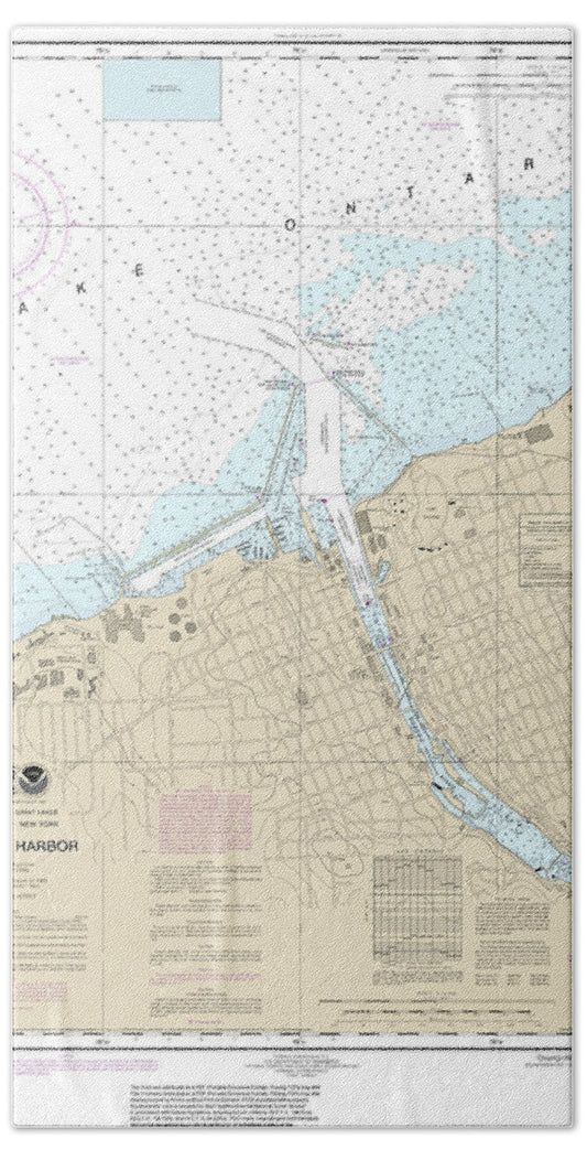 Nautical Chart-14813 Oswego Harbor - Bath Towel