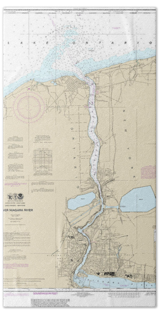 Nautical Chart-14816 Lower Niagara River - Bath Towel