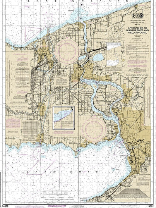 Nautical Chart-14822 Approaches-niagara River-welland Canal - Puzzle