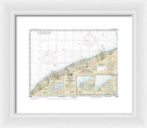 Nautical Chart-14825 Ashtabula-chagrin River, Mentor Harbor, Chagrin River - Framed Print