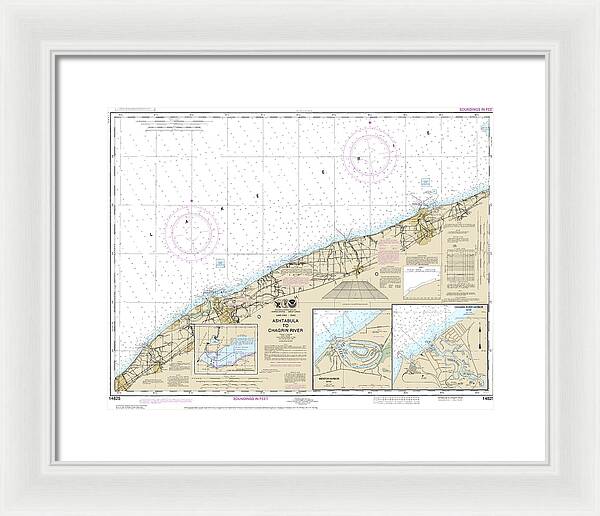 Nautical Chart-14825 Ashtabula-chagrin River, Mentor Harbor, Chagrin River - Framed Print