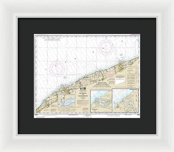 Nautical Chart-14825 Ashtabula-chagrin River, Mentor Harbor, Chagrin River - Framed Print