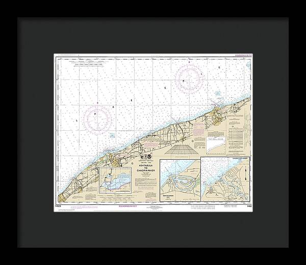 Nautical Chart-14825 Ashtabula-chagrin River, Mentor Harbor, Chagrin River - Framed Print