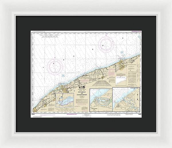 Nautical Chart-14825 Ashtabula-chagrin River, Mentor Harbor, Chagrin River - Framed Print