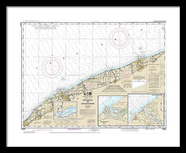 Nautical Chart-14825 Ashtabula-chagrin River, Mentor Harbor, Chagrin River - Framed Print