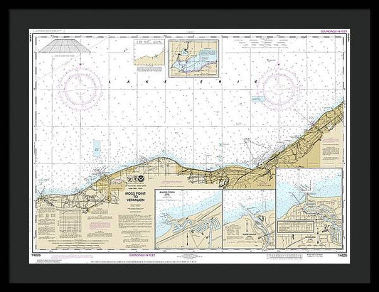 Nautical Chart-14826 Moss Point-vermilion, Beaver Creek, Vermilion Harbor, Rocky River - Framed Print