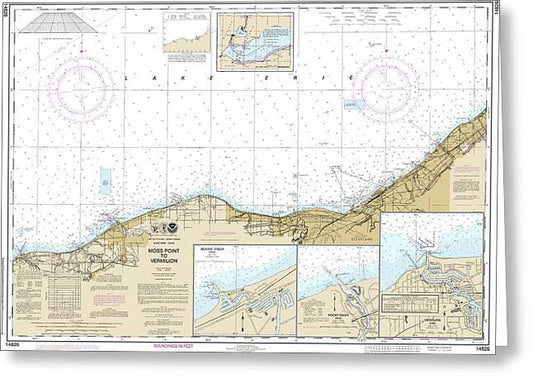 Nautical Chart-14826 Moss Point-vermilion, Beaver Creek, Vermilion Harbor, Rocky River - Greeting Card