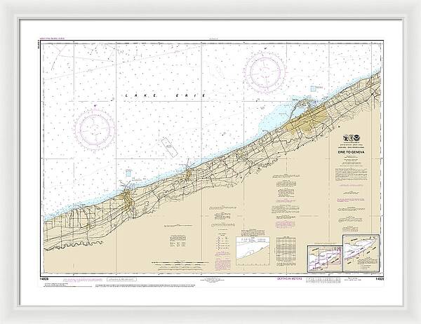 Nautical Chart-14828 Erie-geneva - Framed Print