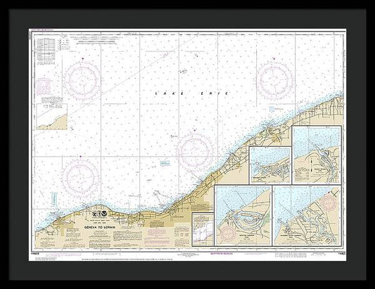 Nautical Chart-14829 Geneva-lorain, Beaver Creek, Rocky River, Mentor Harbor, Chagrin River - Framed Print