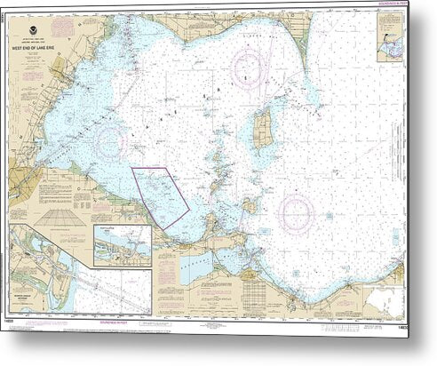 Nautical Chart-14830 West End-lake Erie, Port Clinton Harbor, Monroe Harbor, Lorain-detriot River, Vermilion - Metal Print