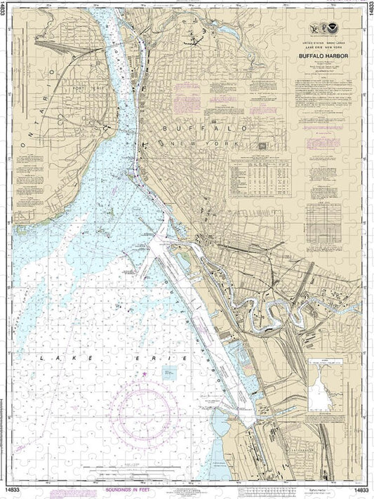 Nautical Chart-14833 Buffalo Harbor - Puzzle