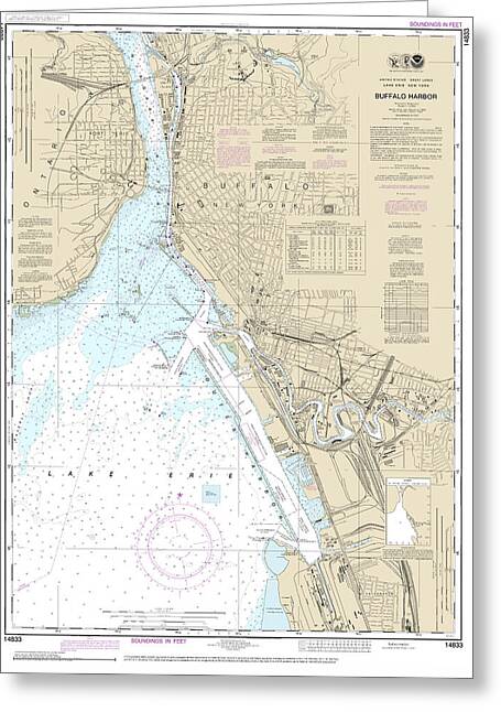 Nautical Chart-14833 Buffalo Harbor - Greeting Card
