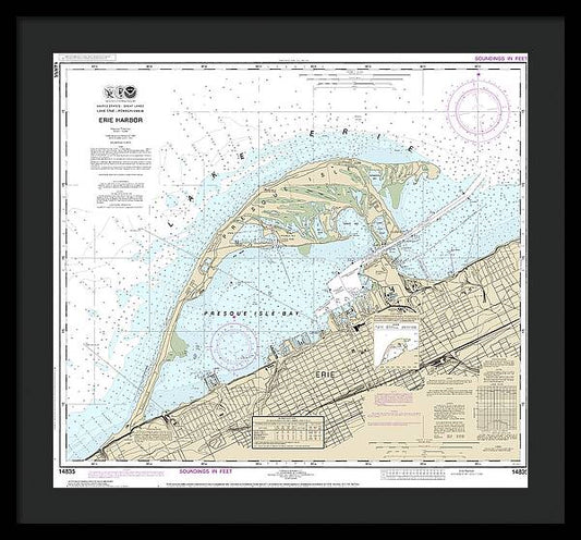 Nautical Chart-14835 Erie Harbor - Framed Print