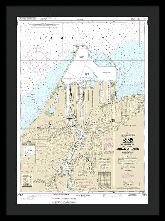 Nautical Chart-14836 Ashtabula Harbor - Framed Print