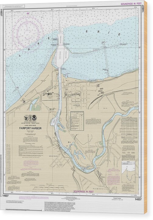 Nautical Chart-14837 Fairport Harbor - Wood Print