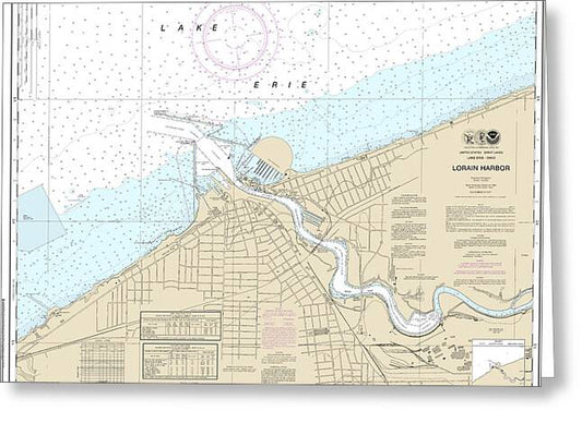 Nautical Chart-14841 Lorain Harbor - Greeting Card