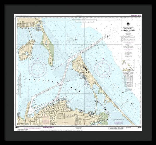Nautical Chart-14845 Sandusky Harbor - Framed Print