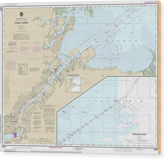 Nautical Chart-14847 Toledo Harbor, Entrance Channel-harbor - Wood Print