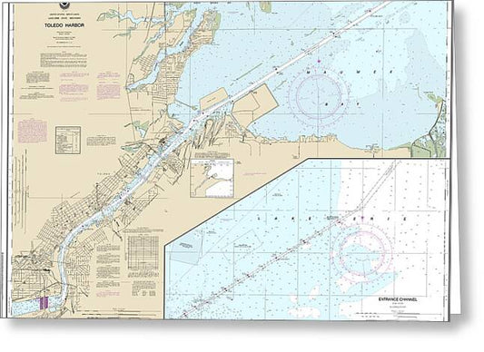 Nautical Chart-14847 Toledo Harbor, Entrance Channel-harbor - Greeting Card