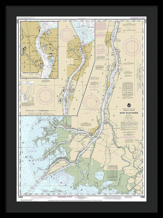 Nautical Chart-14852 St Clair River, Head-st Clair River - Framed Print