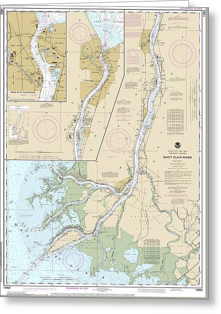 Nautical Chart-14852 St Clair River, Head-st Clair River - Greeting Card