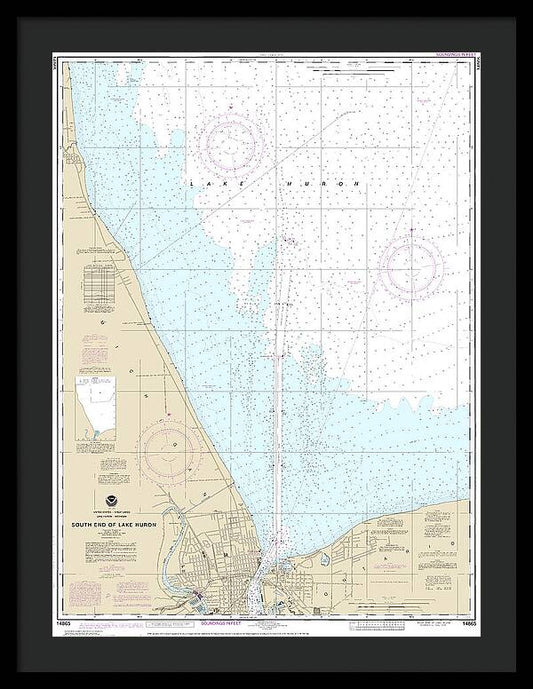 Nautical Chart-14865 South End-lake Huron - Framed Print
