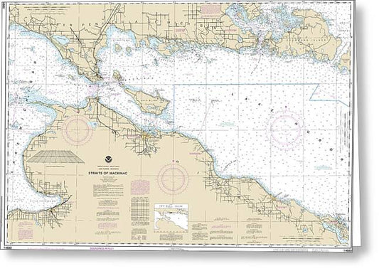 Nautical Chart-14880 Straits-mackinac - Greeting Card