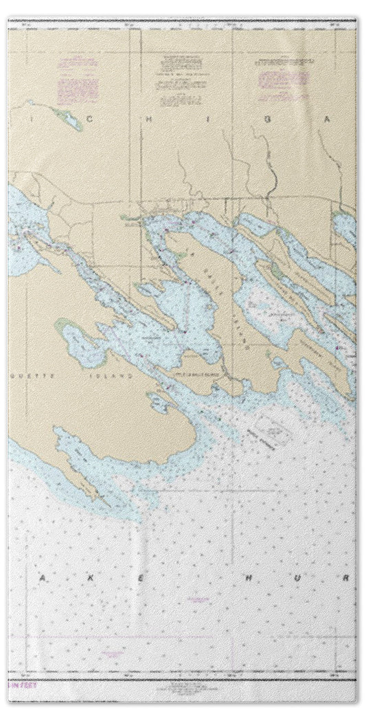 Nautical Chart-14885 Les Cheneaux Islands - Bath Towel
